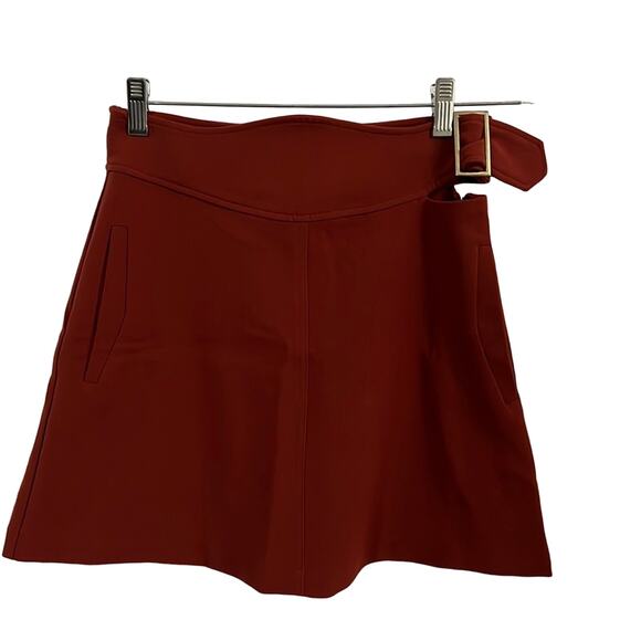 Forever 21 NWT Rust Mini Skirt Juniors Size XS Cut Out Waist Buckle Pockets - Picture 1 of 8